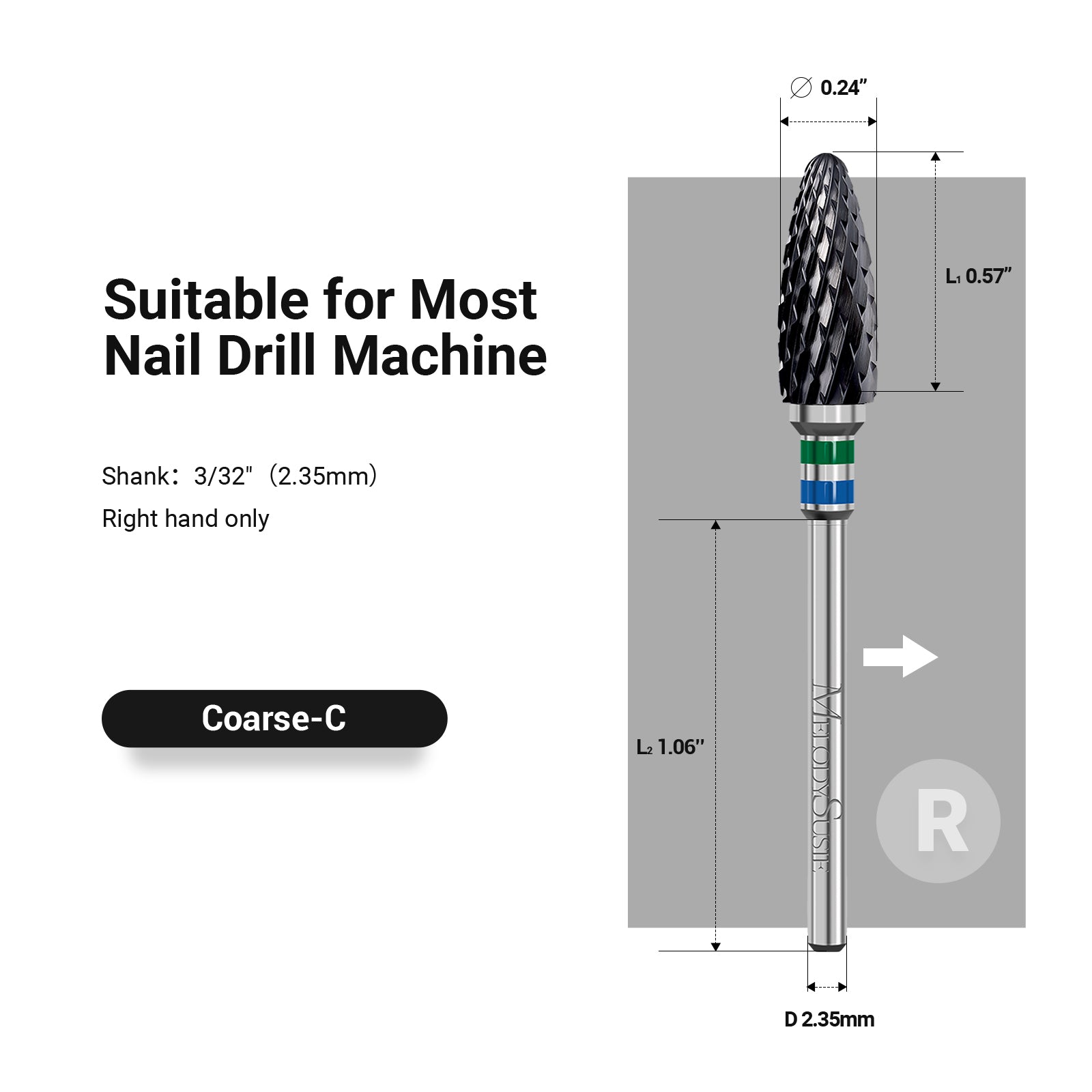 Ceramic Nail Drill Bit Black