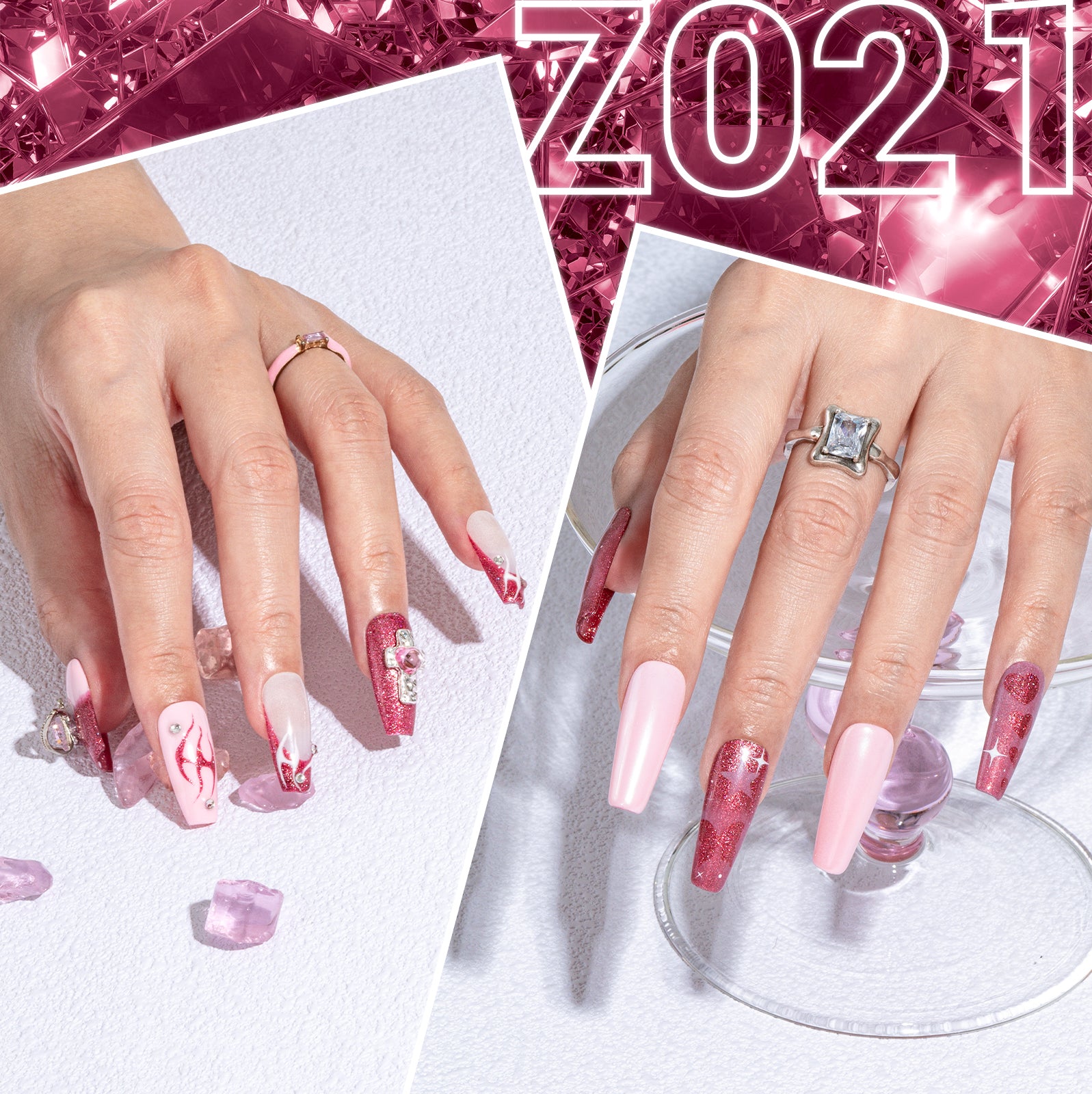 Z201 Strawberry Pink Glitter - Gel Nail Polish(15ml)