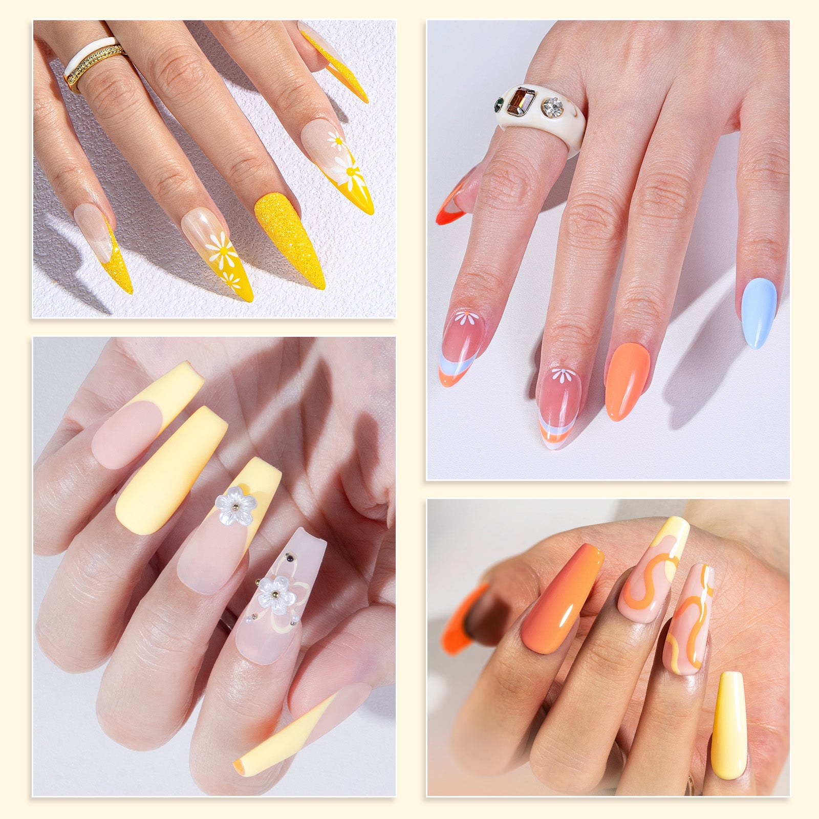 6 Colors Thick Gel Nail Polish Set 15ml - Yellow and Orange