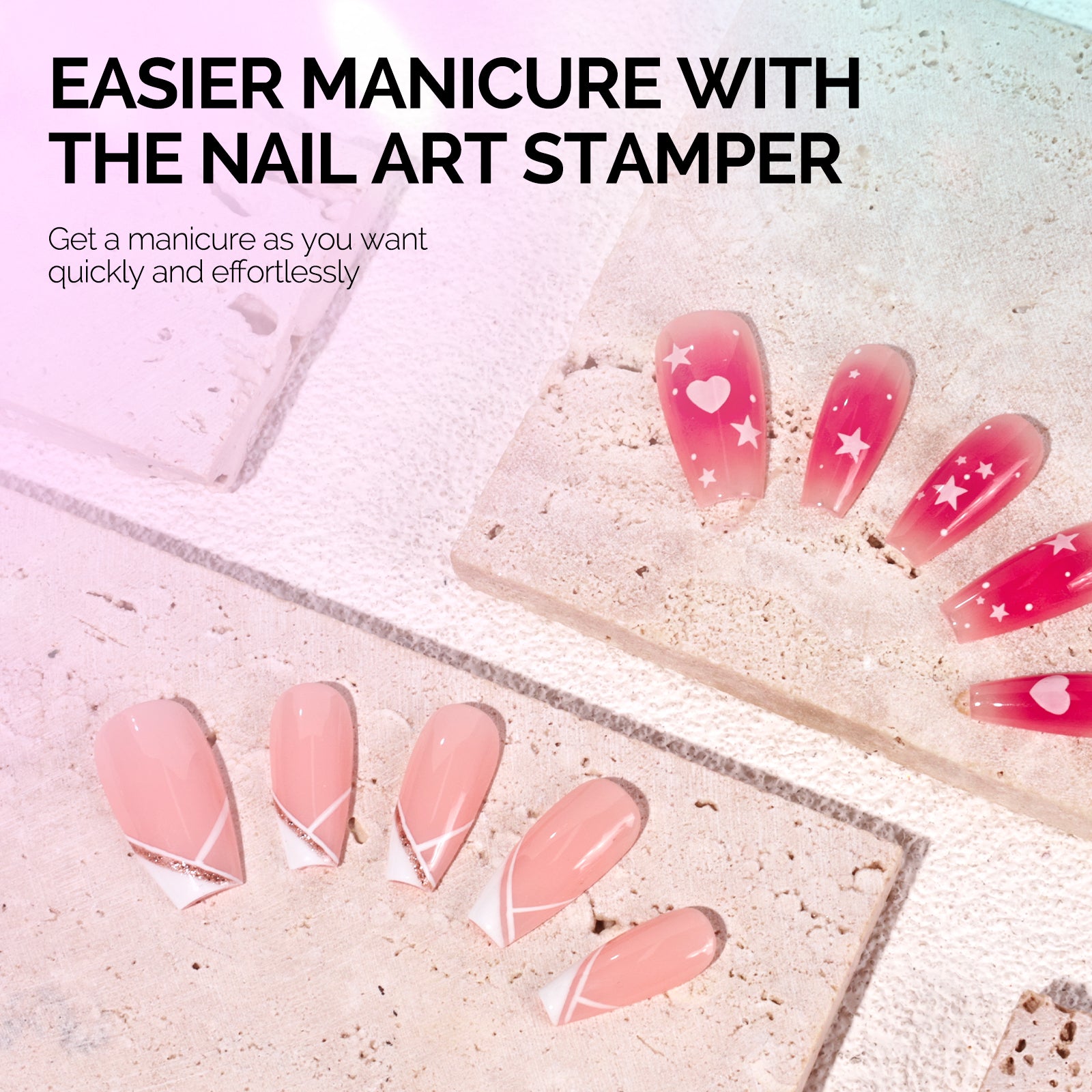 French Nail Stamper Kit 2PCS - Laser Glitter