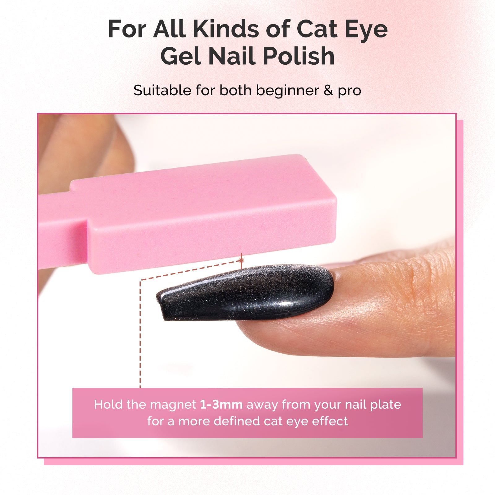 5 in 1 Multifunctional Cat Eye Gel Nail Polish Magnet - Pink