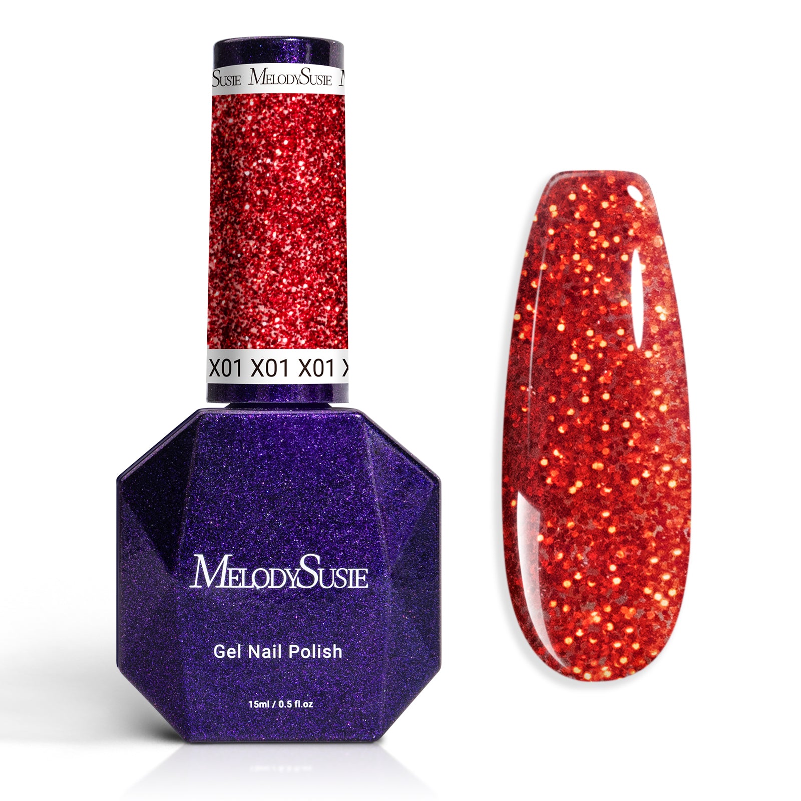 Galaliver Glitter Gel Nail Polish 15ml - X01 Hot Red