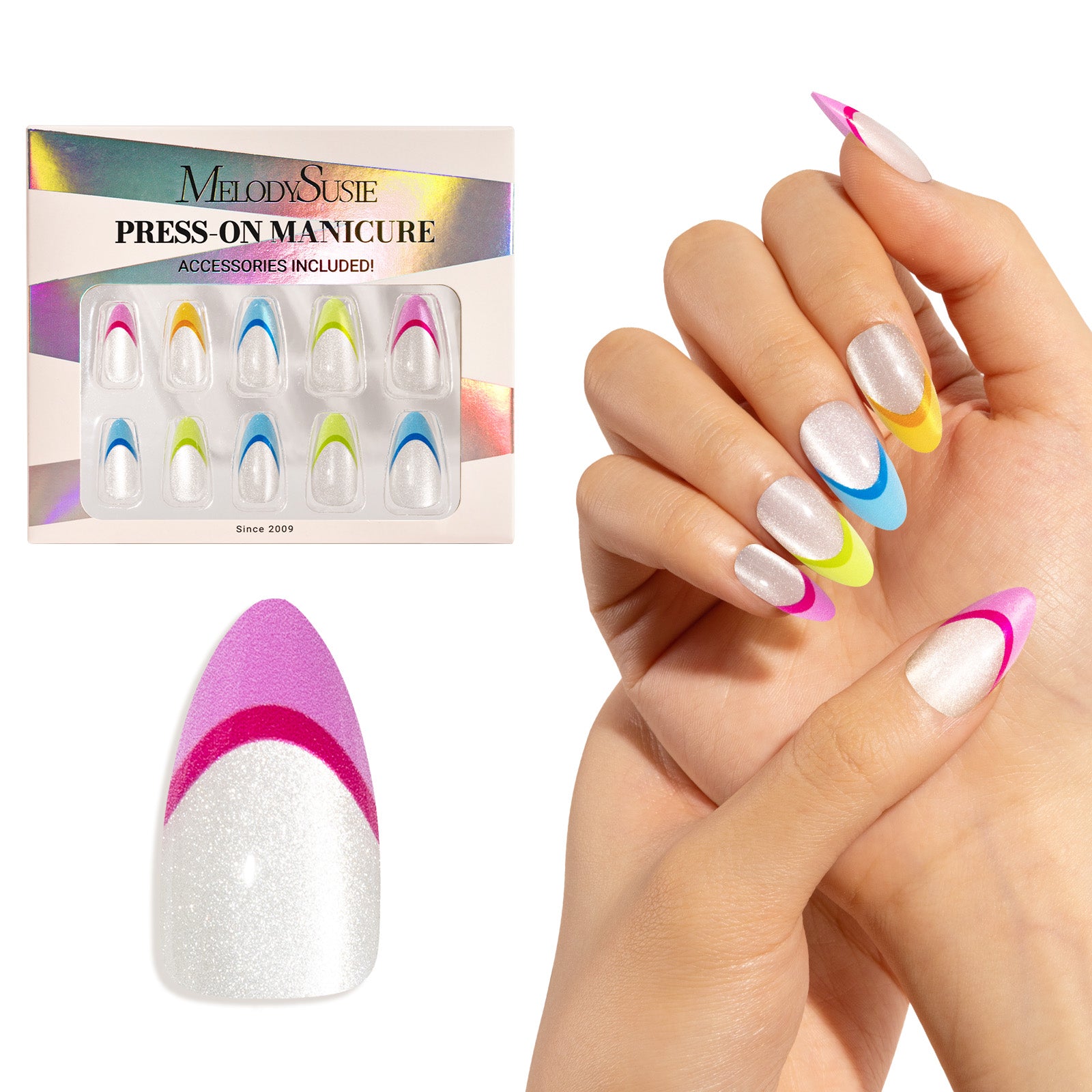 Rainbow Cat Eye Press On Nails Kit - US ONLY