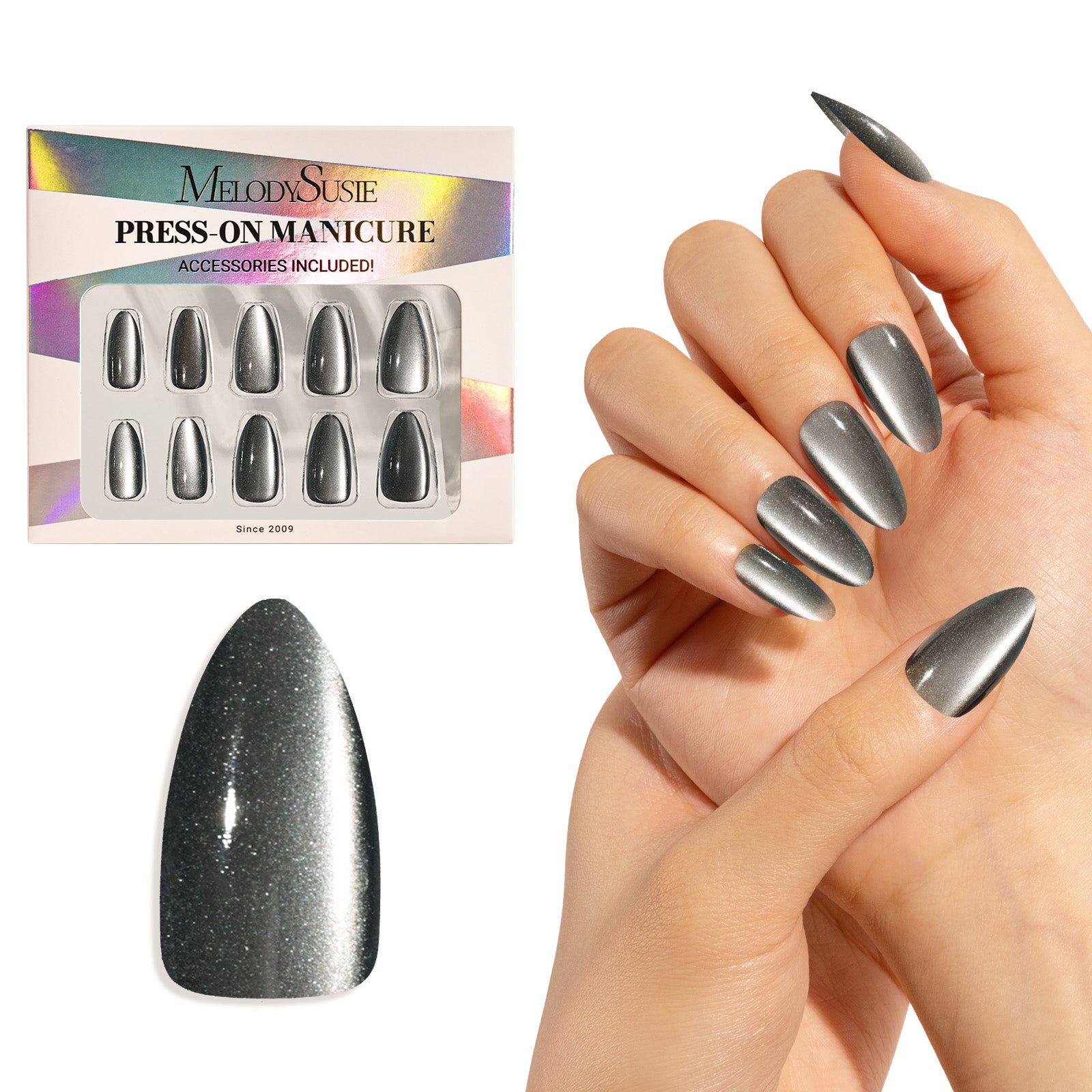 Black Cat Eye Press On Nails Kit - US ONLY