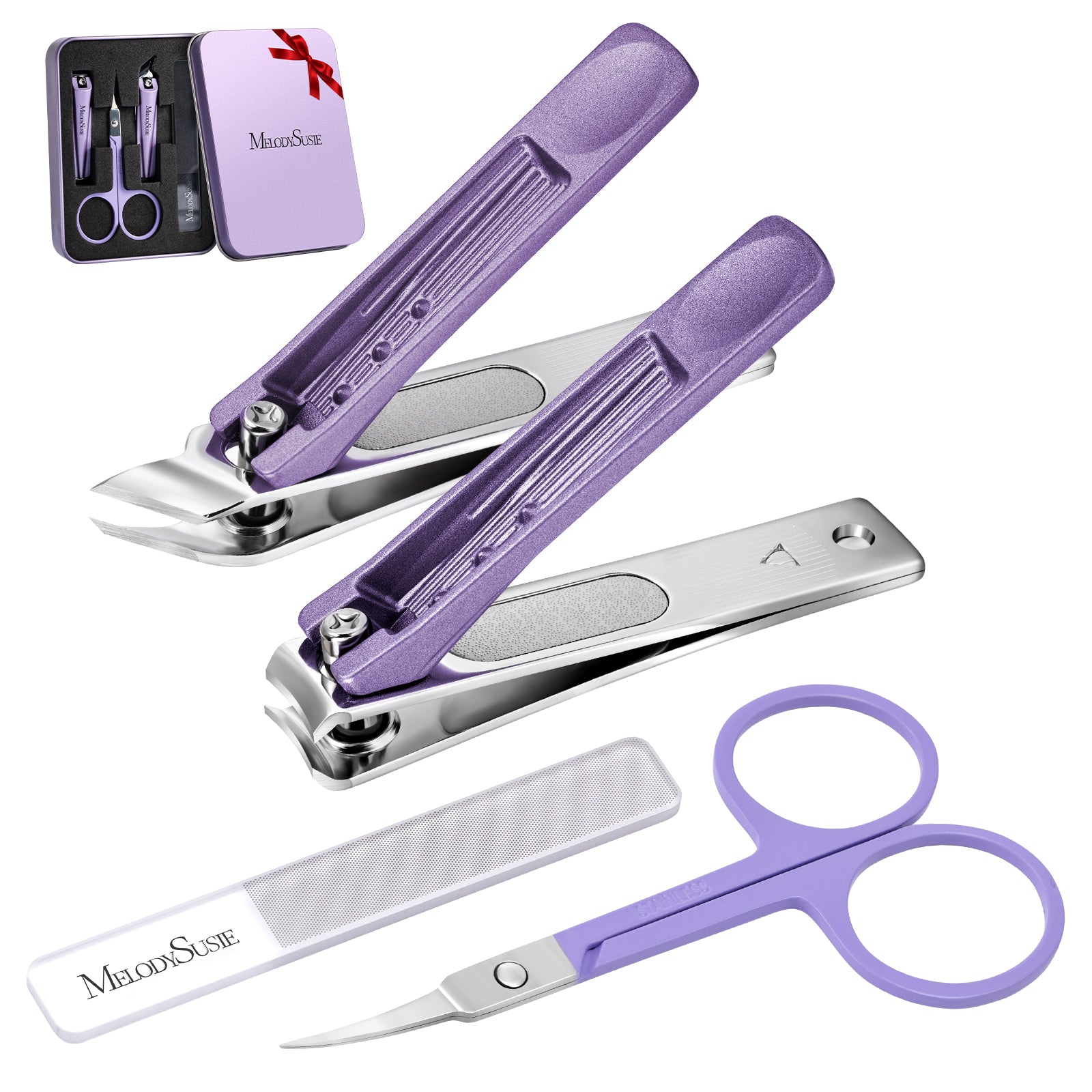 Stainless Steel Nail Clippers 4 in 1 Kit - Purple