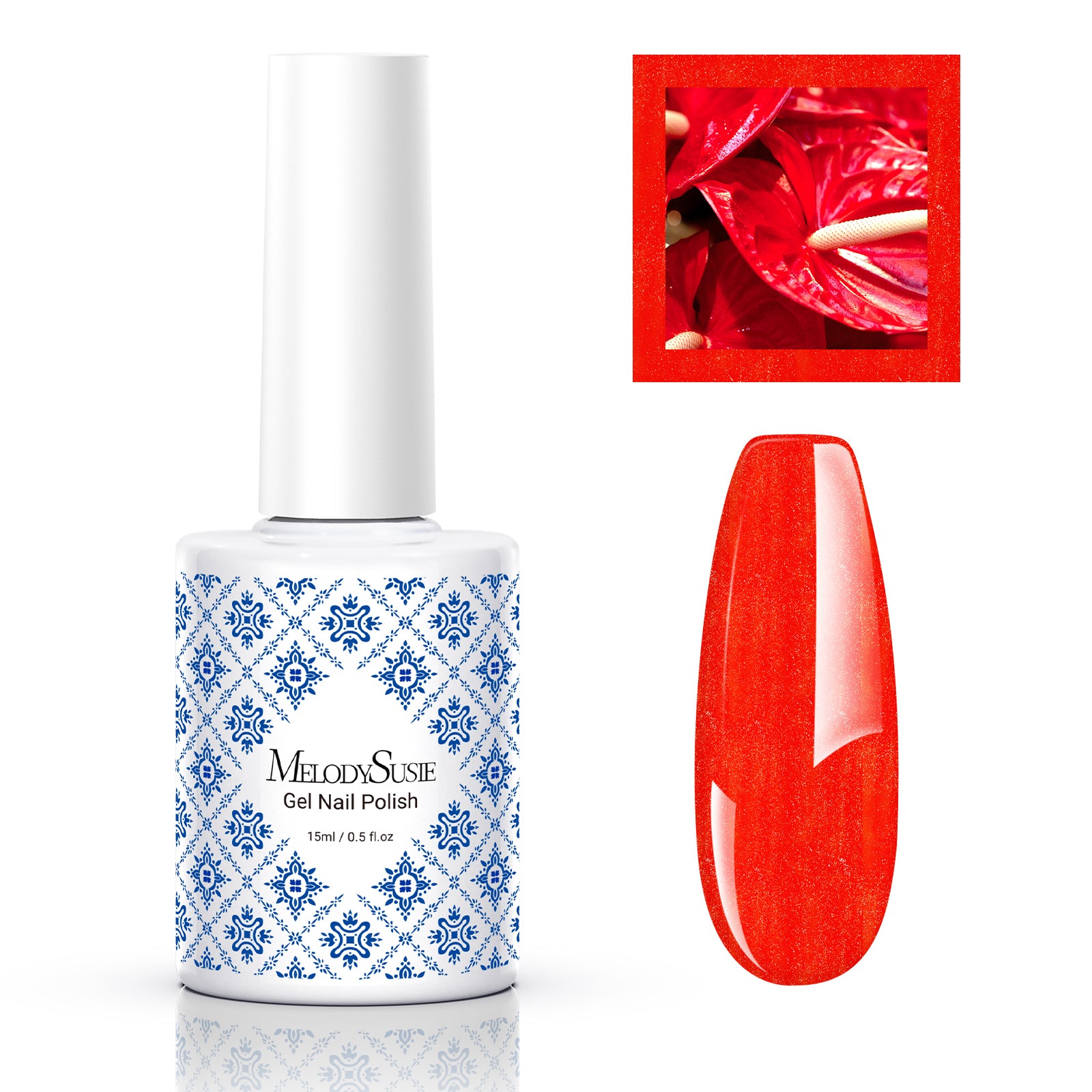 Fleurwee Gel Nail Polish Plant-based 0.5 fl oz/15ml - P38 Anthurium Red-Glitter