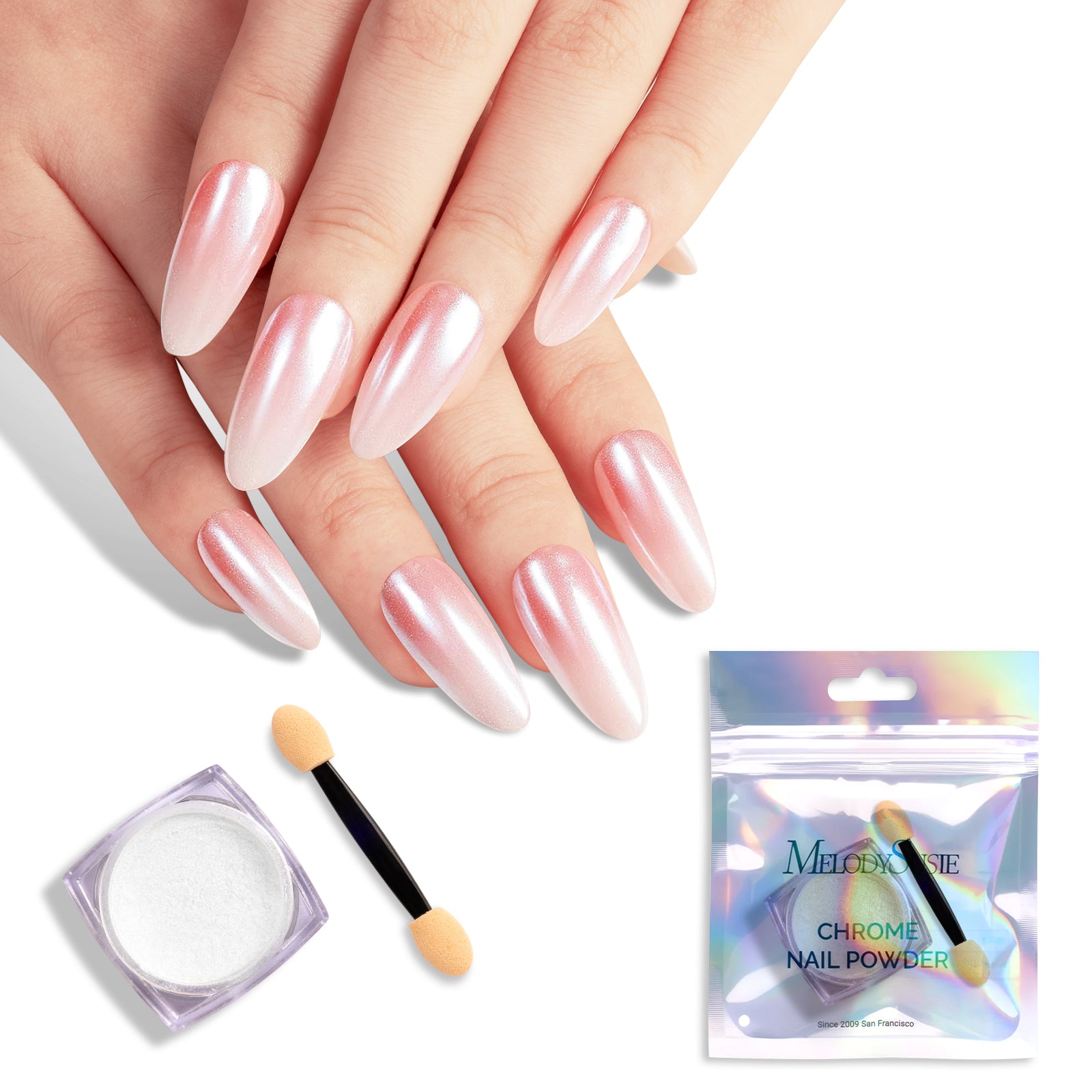 White Chrome Nail Powder