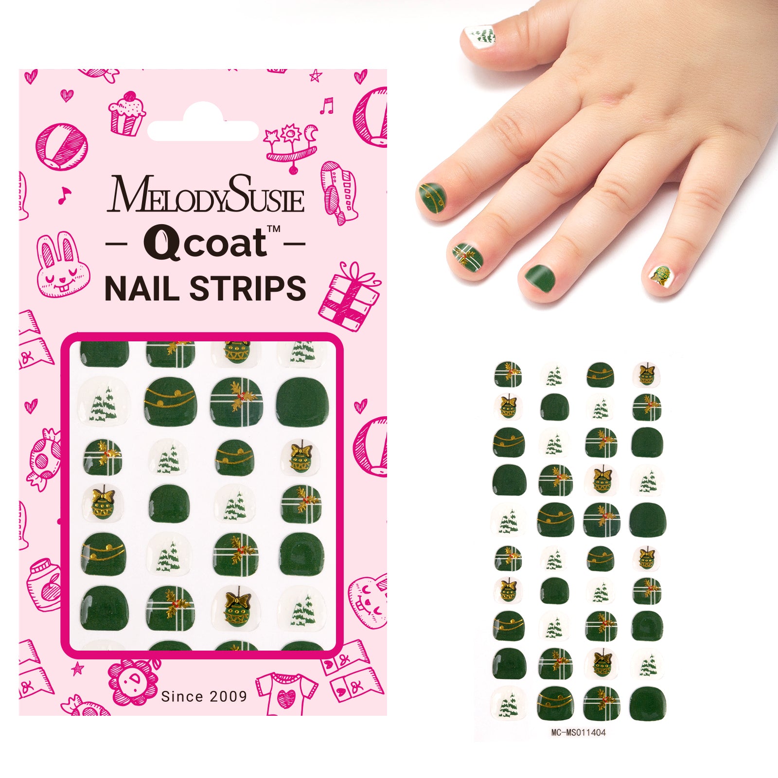 Qcoat Fully Cured Gel Nail Strips for Kids - Festive Gifts