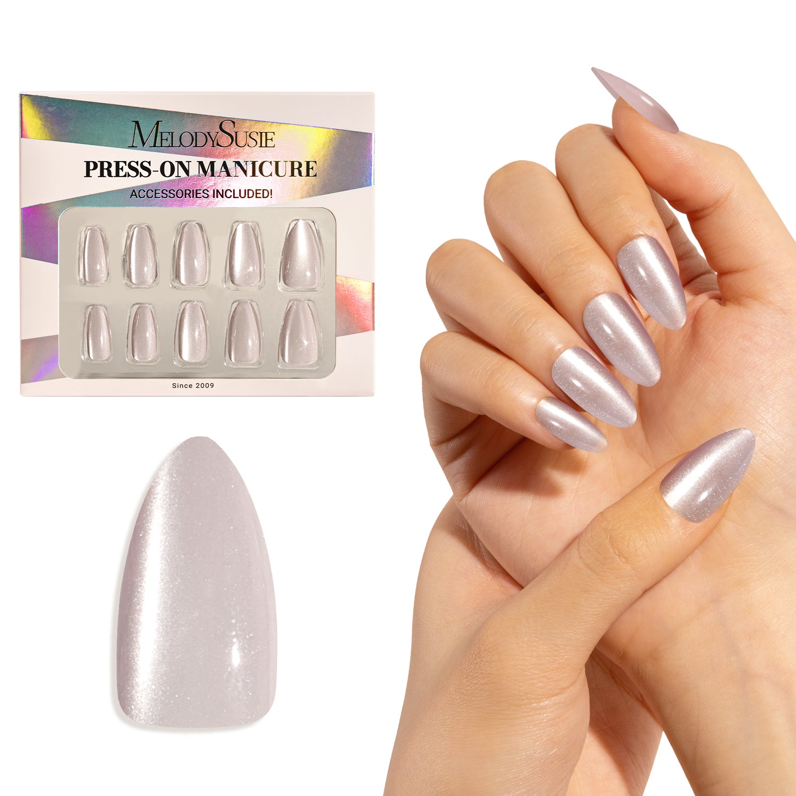 Nude Pink Cat Eye Press On Nails Kit - US ONLY