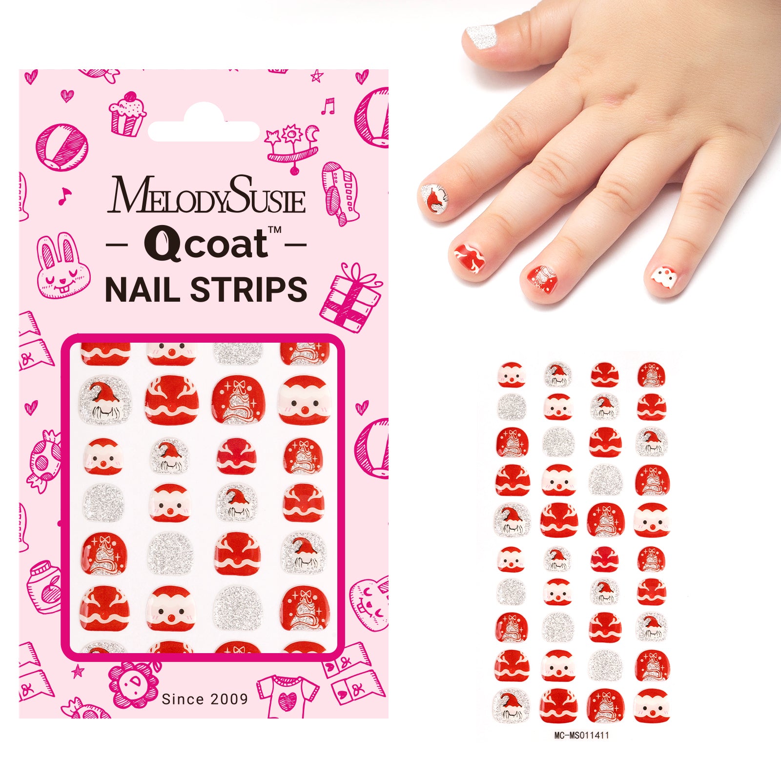 Qcoat Fully Cured Gel Nail Strips for Kids - Festive Planet