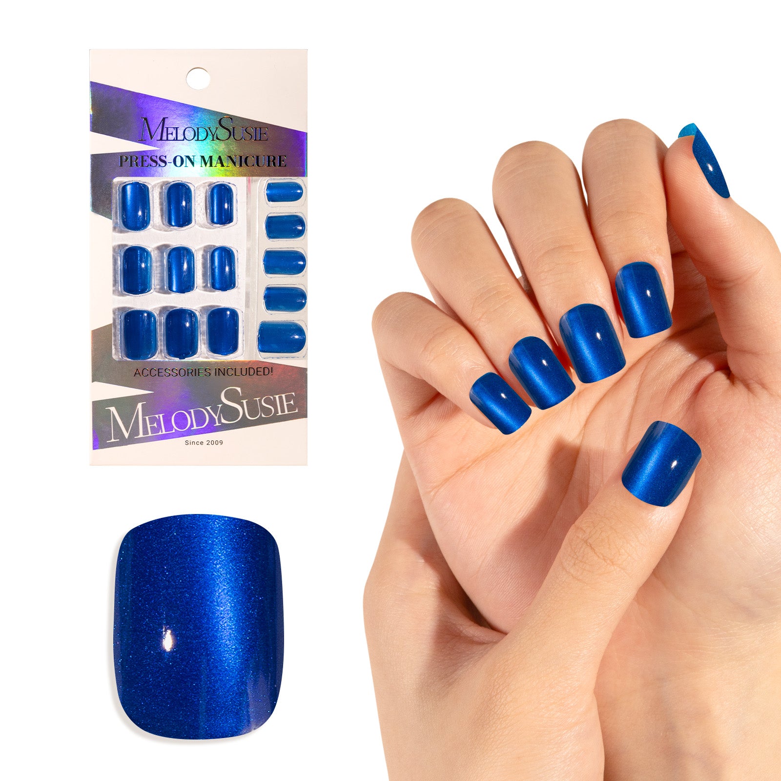 Blue Cat Eye Press On Nails Kit - US ONLY