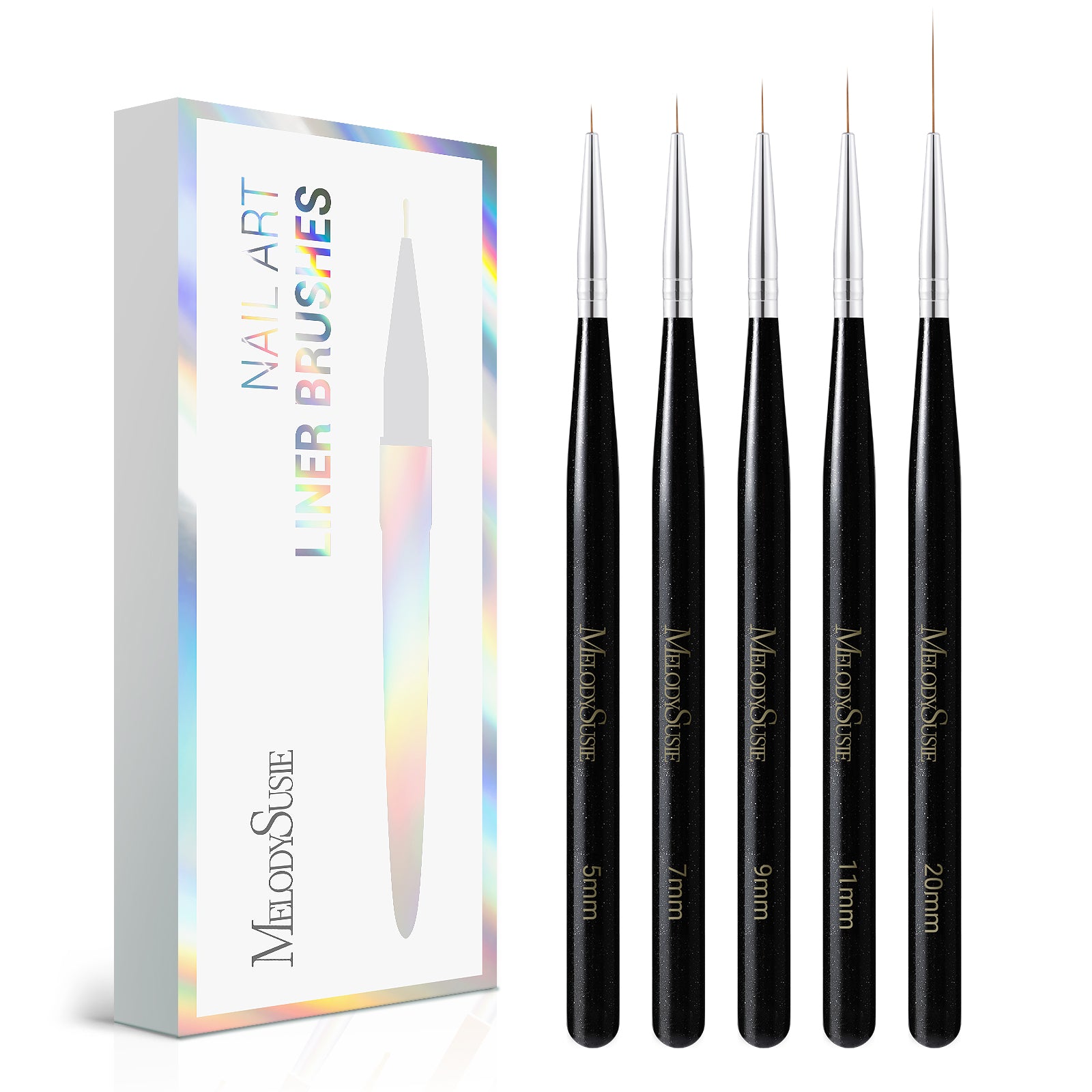 Nail Art Liner Brushes 5Pcs - Black