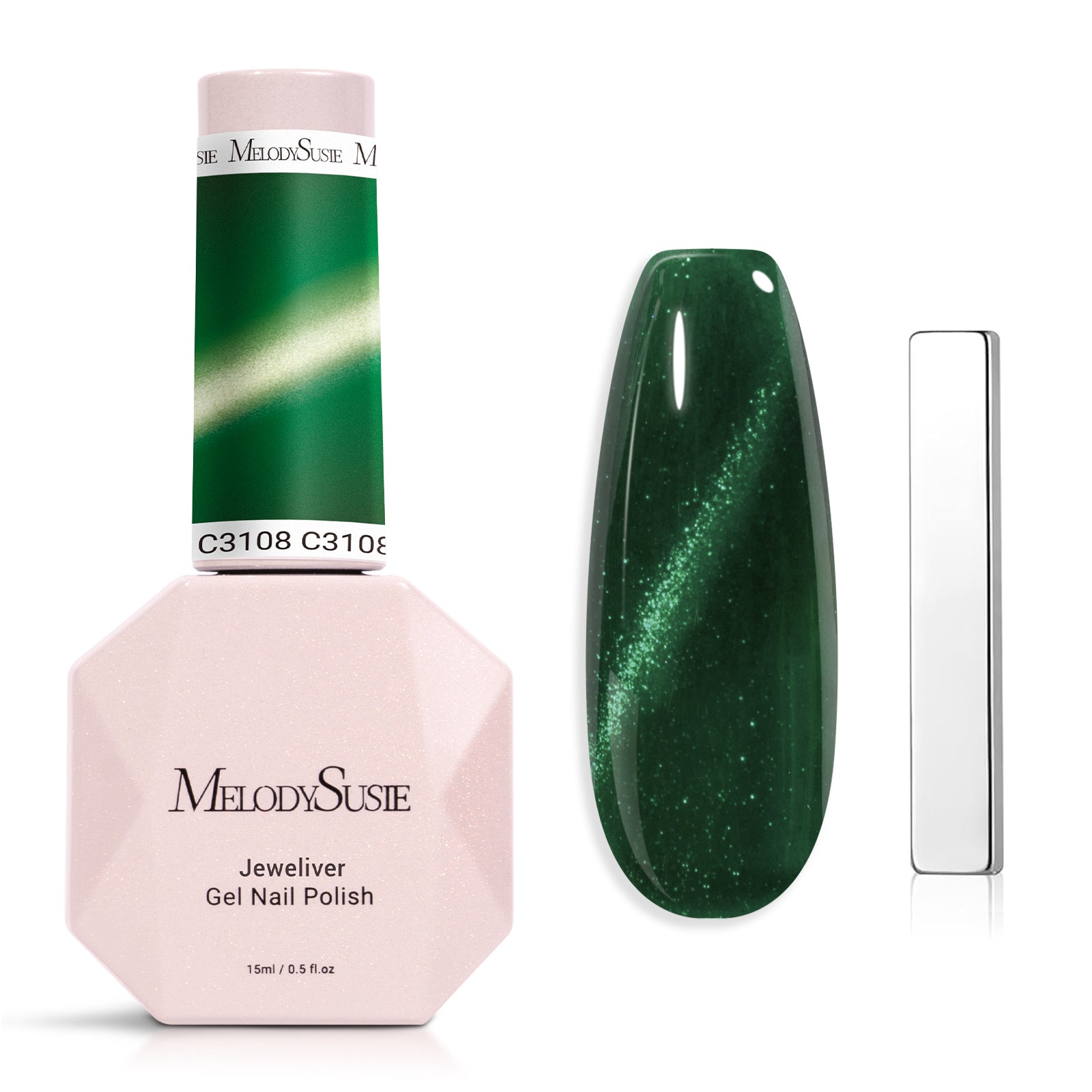 Jeweliver Cat Eye Gel Polish 0.5 fl oz/15ml - Magic Forest Green C3108