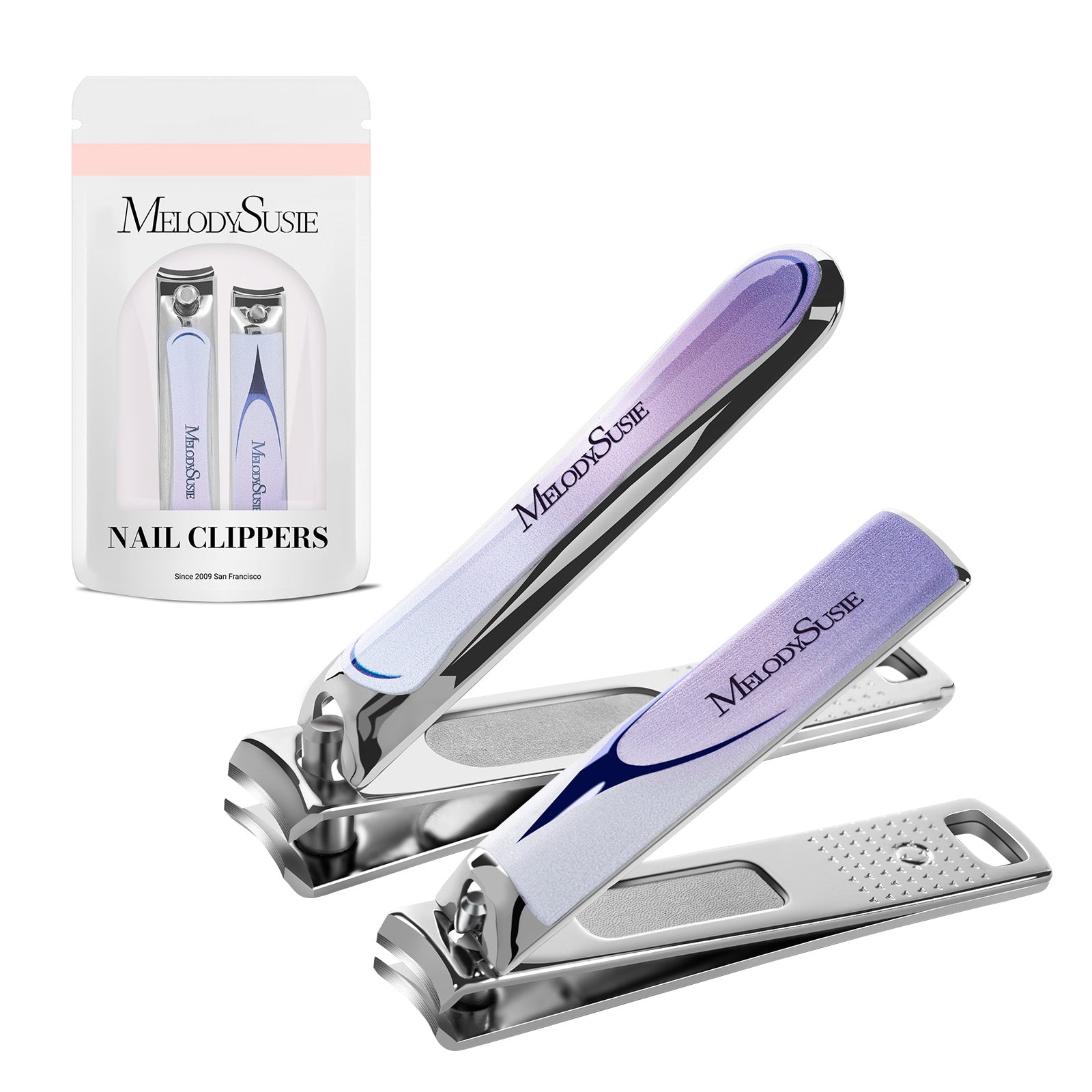 Stainless Steel Nail Clippers 2 in 1 Kit - Purple