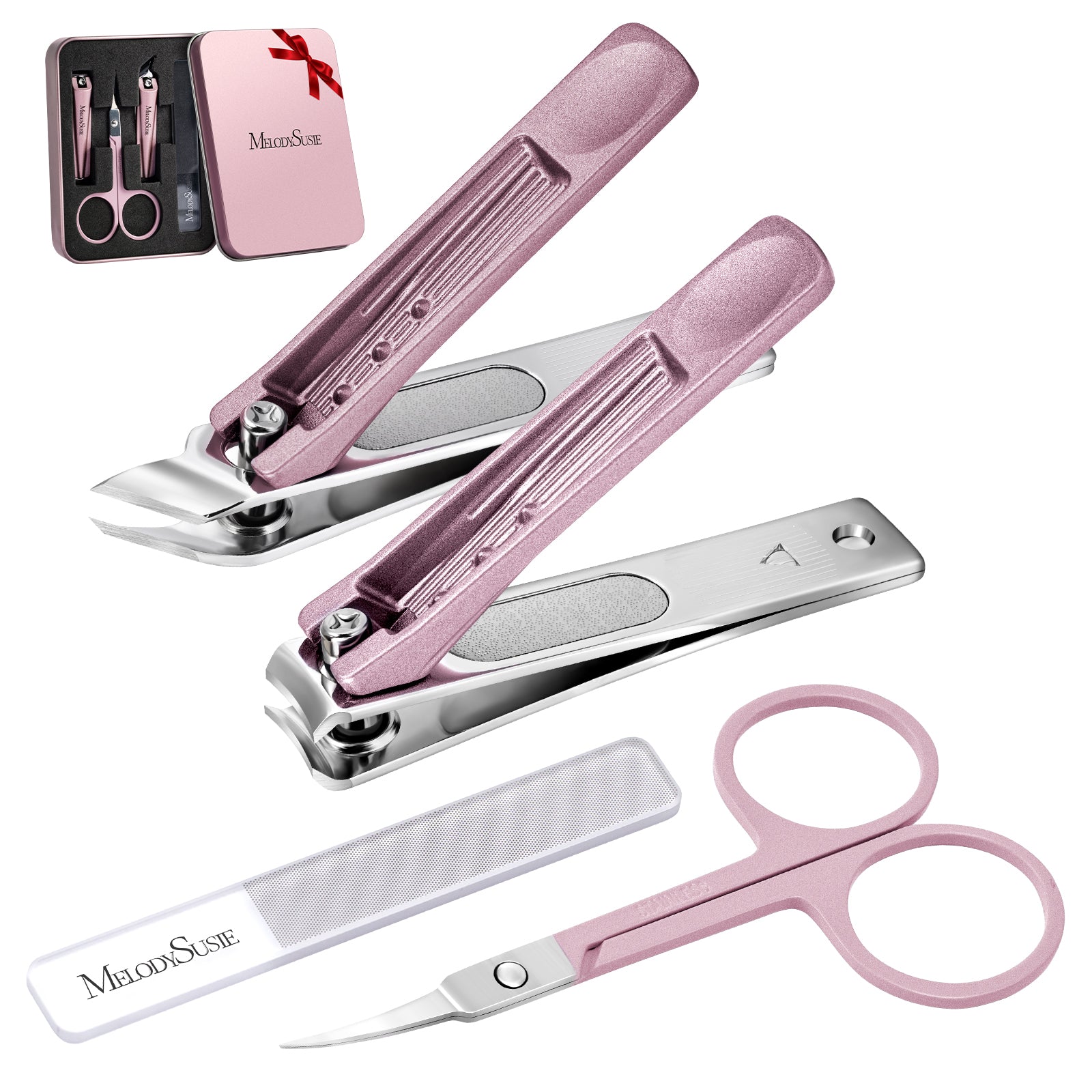 Stainless Steel Nail Clippers 4 in 1 Kit - Pink