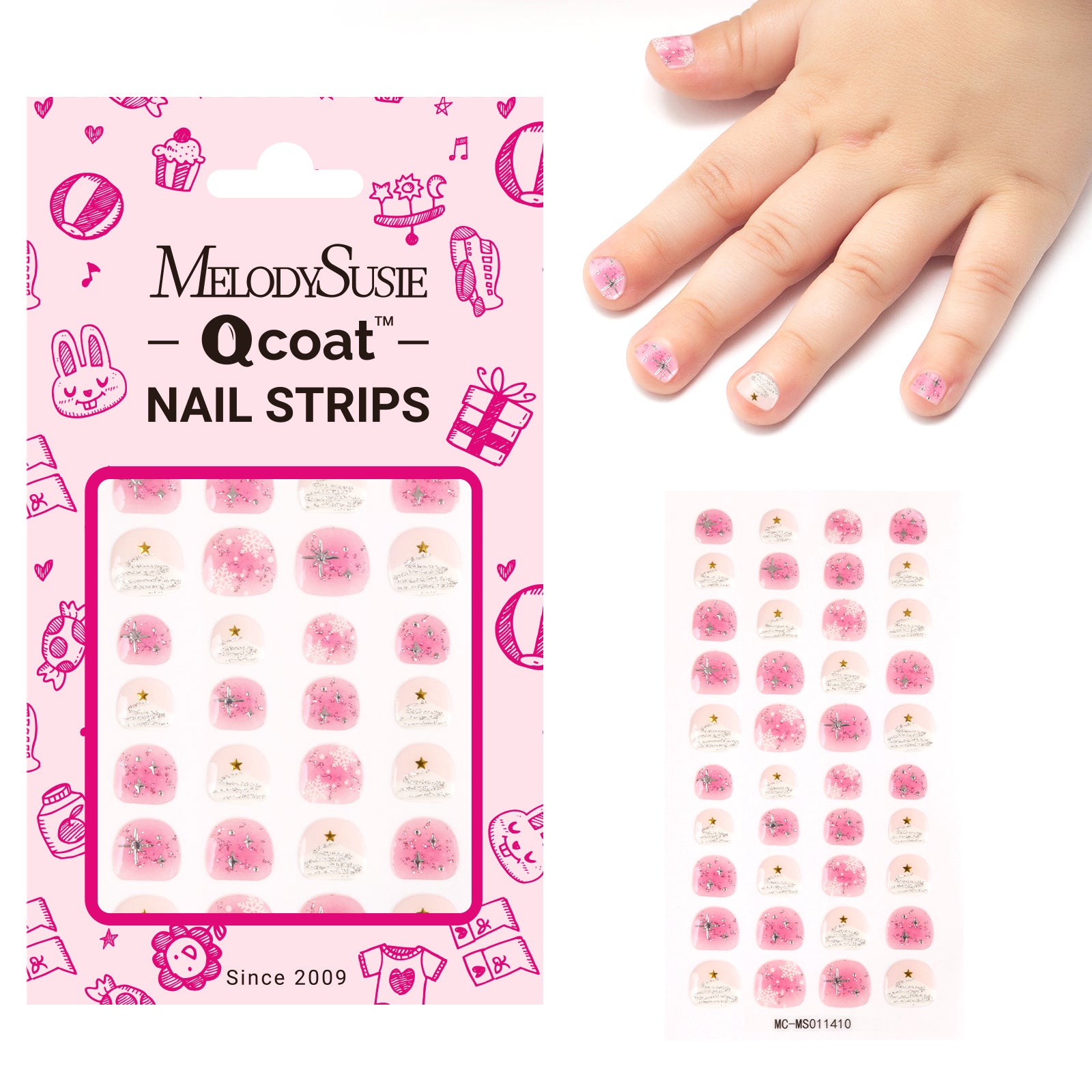 Qcoat Fully Cured Gel Nail Strips for Kids - Sparkling Starlight