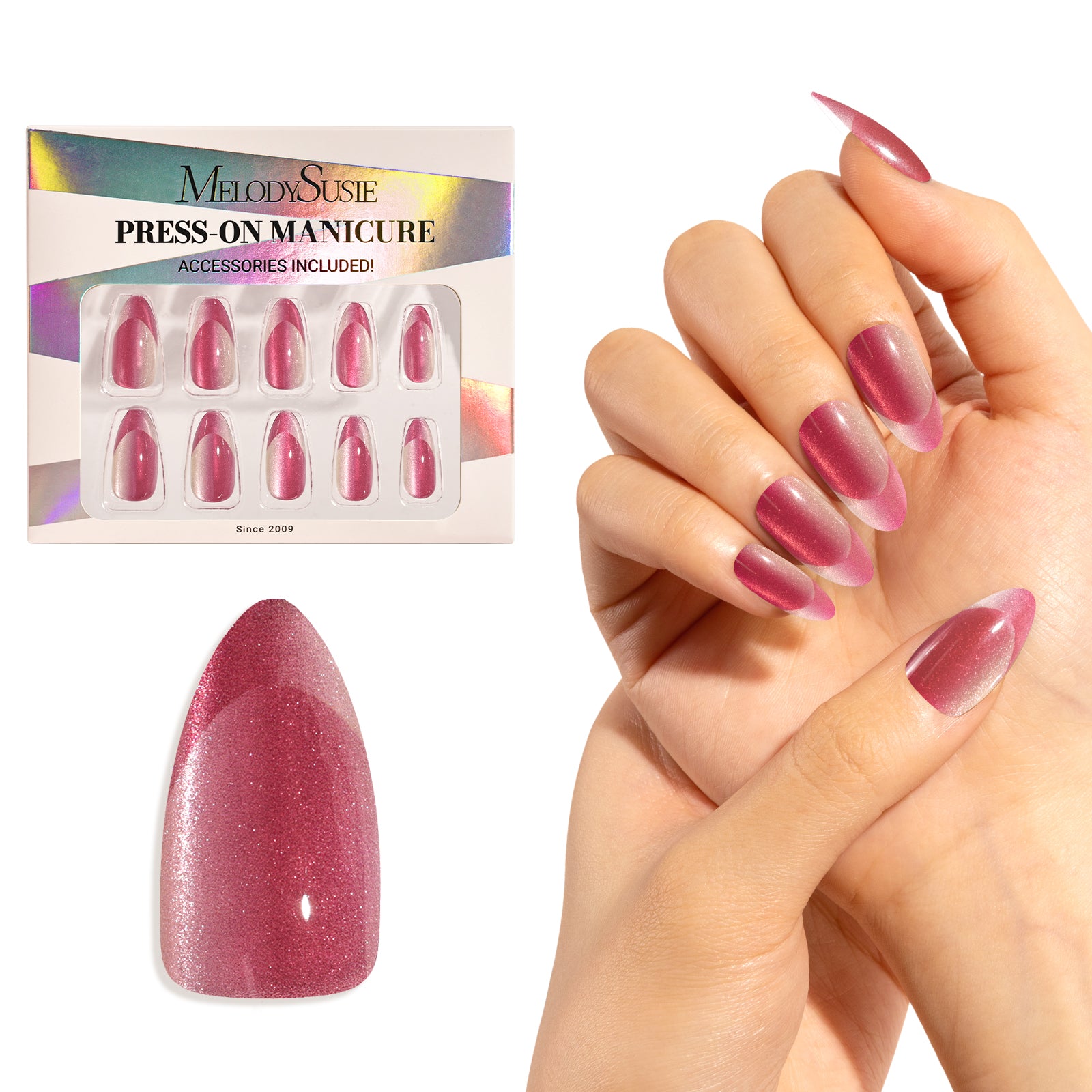 Light Pink Cat Eye Press On Nails Kit - US ONLY