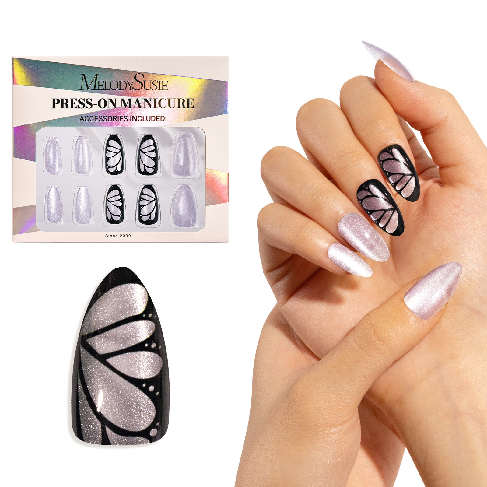 Purple Butterfly Press On Nails Kit - US ONLY