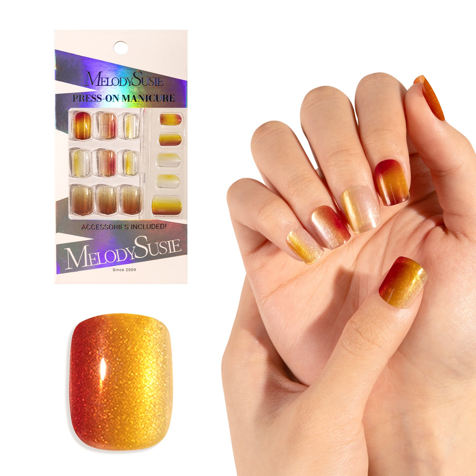 Autumn Halo Cat Eye Press On Nails Kit - US ONLY