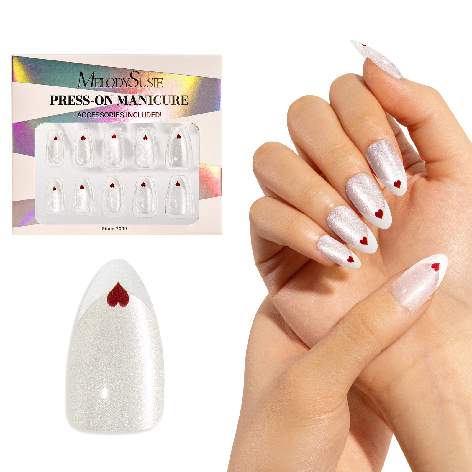 White Cat Eye Press On Nails Kit - US ONLY