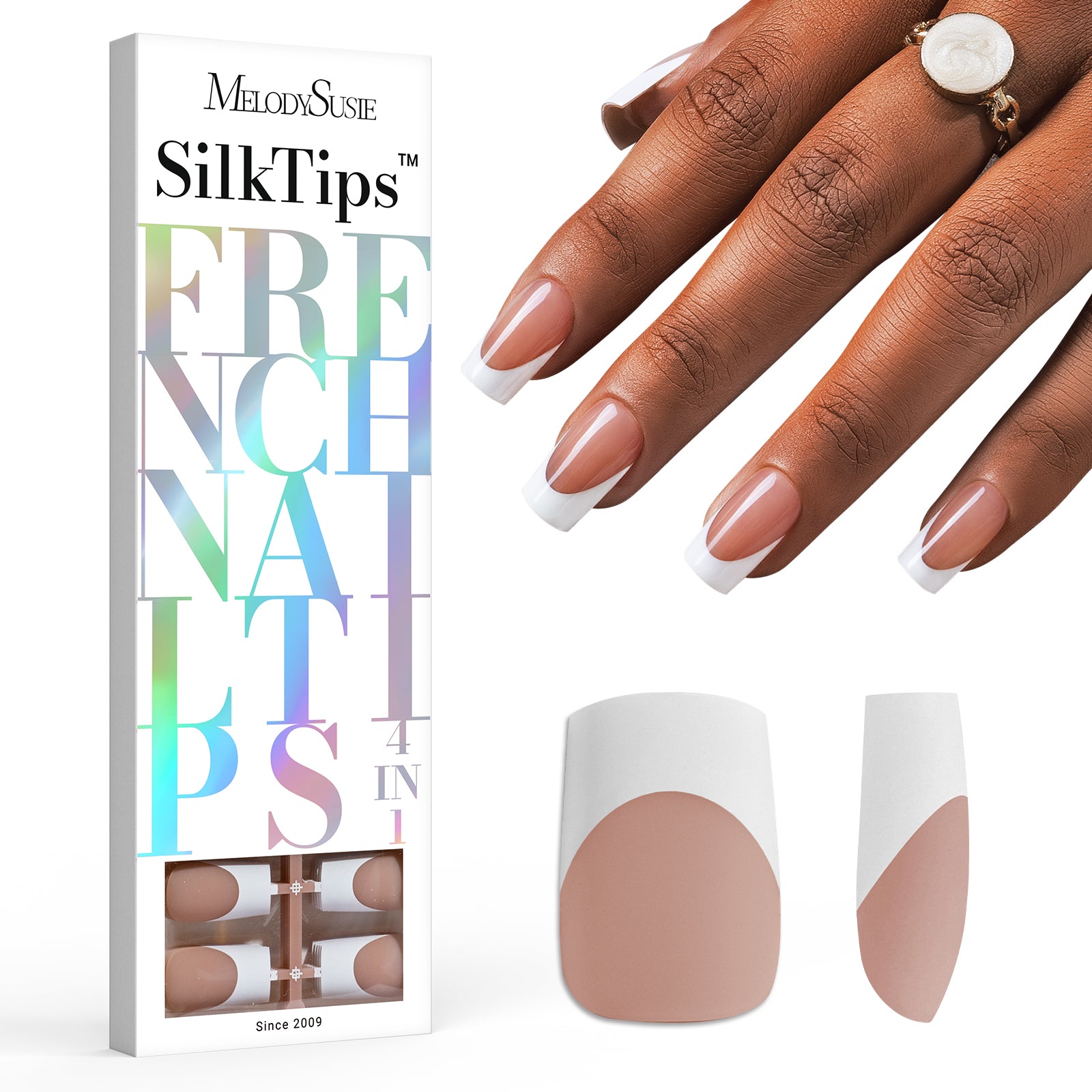 SilkTips 4 in 1  French Soft Gel Nail Tips - 150Pcs