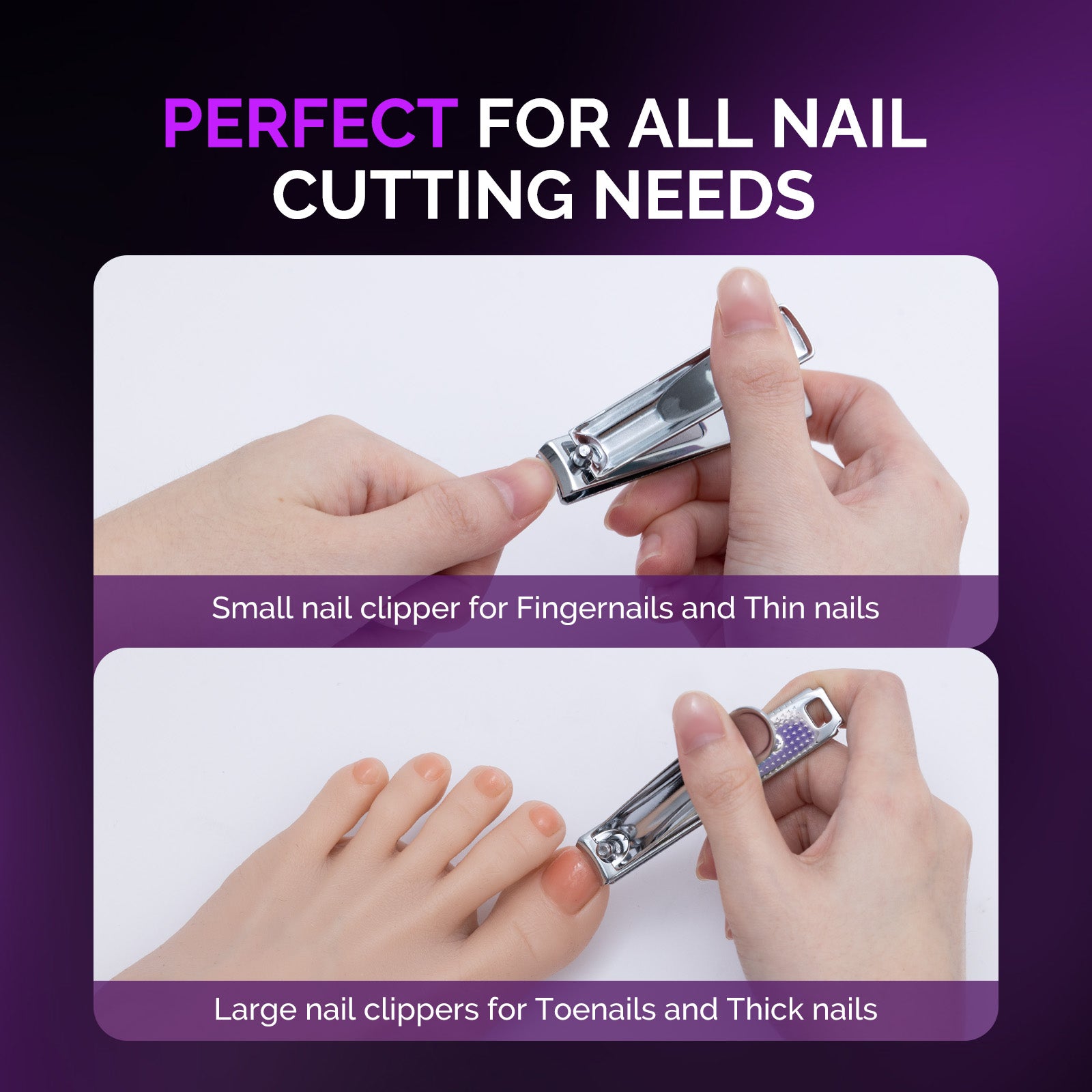 Stainless Steel Nail Clippers 2 in 1 Kit - Purple