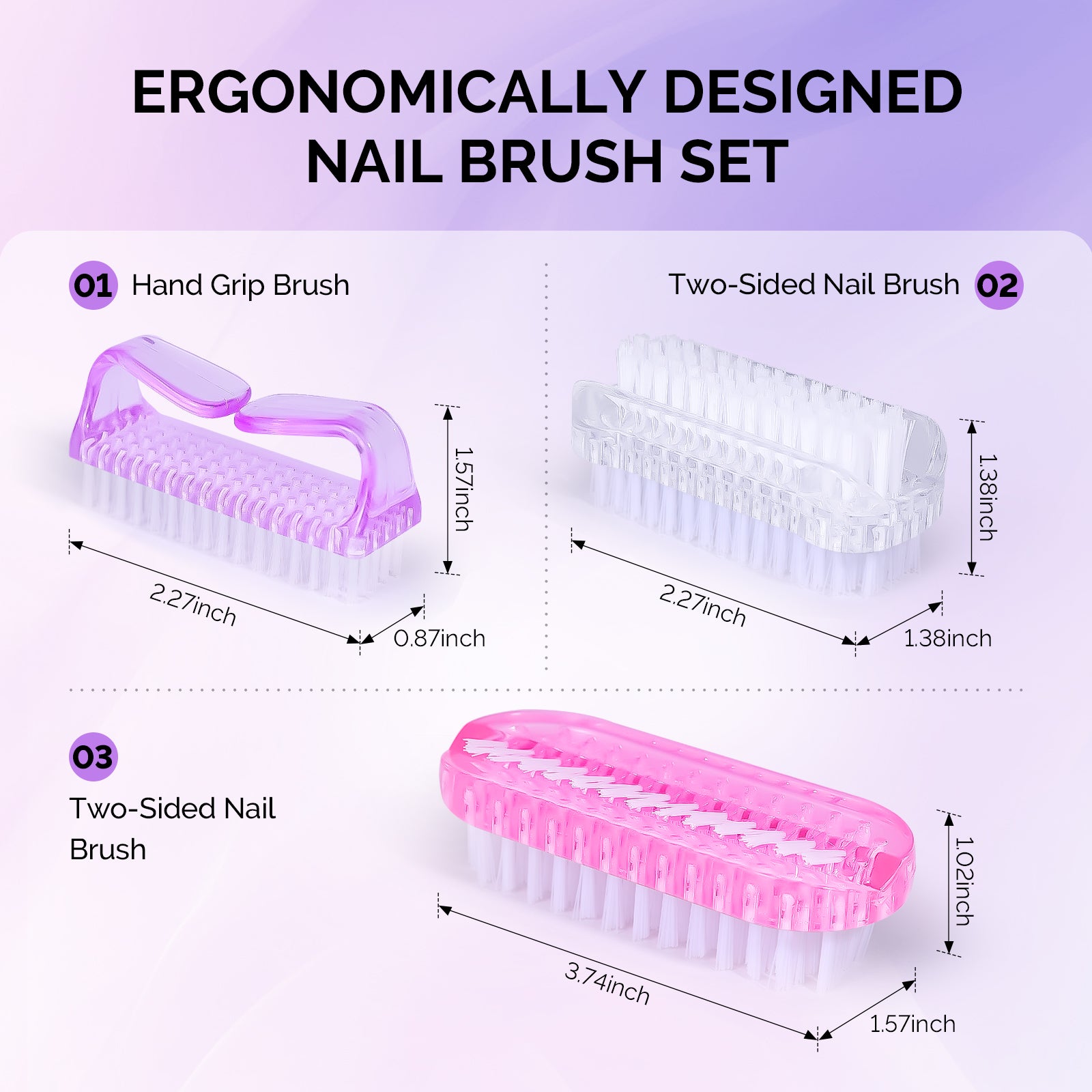 3 Pack Nail Brush Set