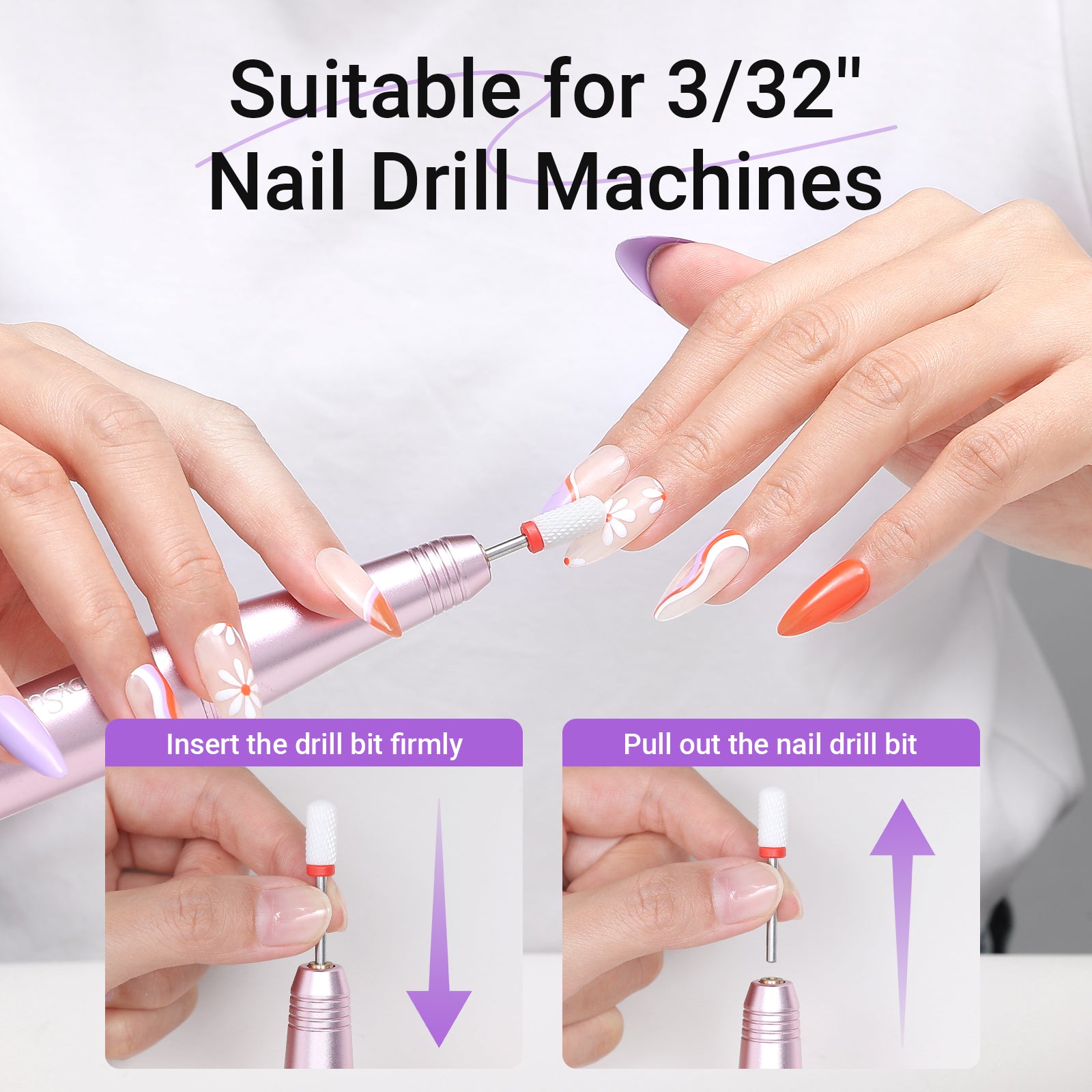 21Pcs Ceramic Diamond Carbide Nail Drill Bits Set