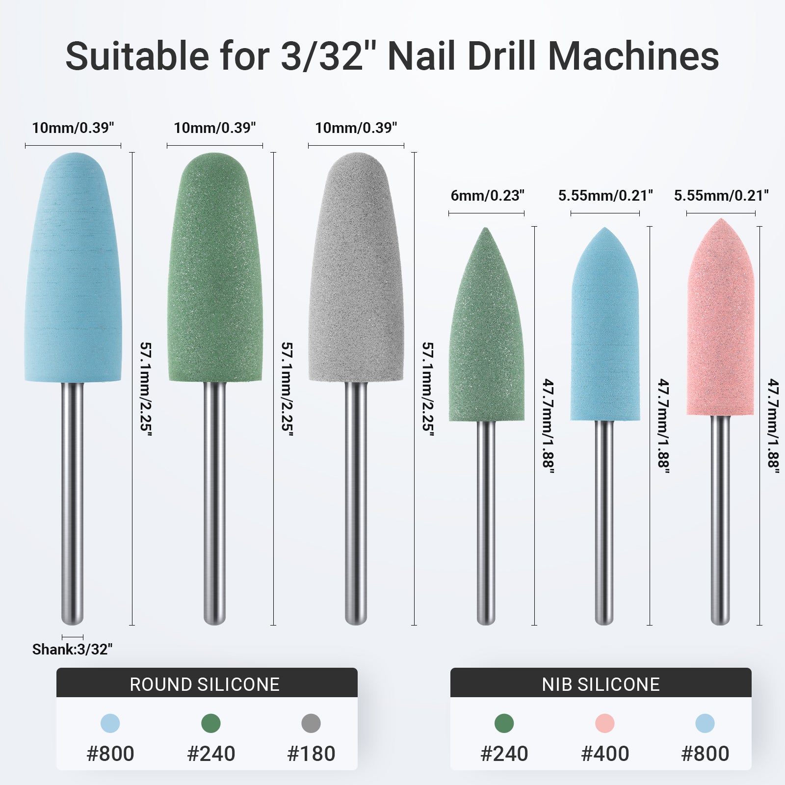 6Pcs Polish Pedicure Nail Drill Bits with 16 Holes Bits Holder Set