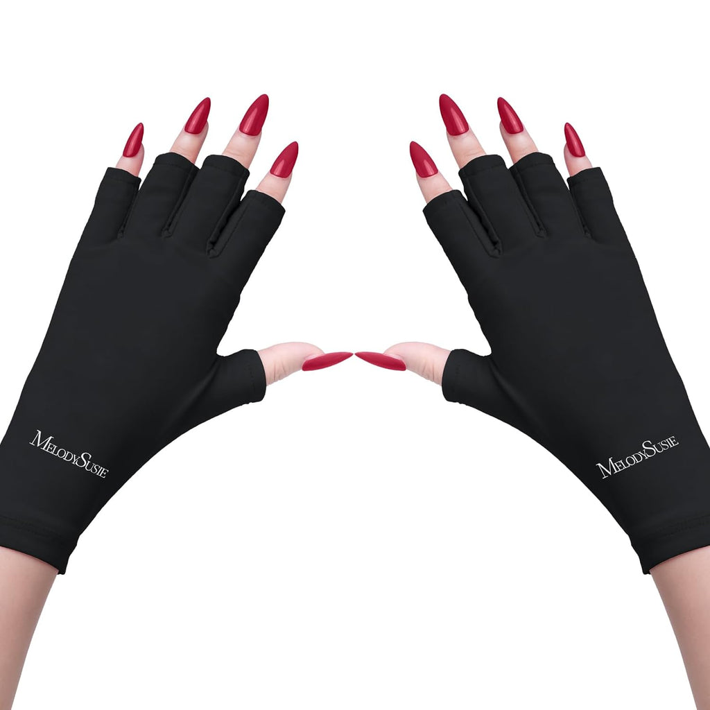 Fingerless UV Light Gloves for Gel Manicures, Sun Protection (2 Colors, 2  Pairs)