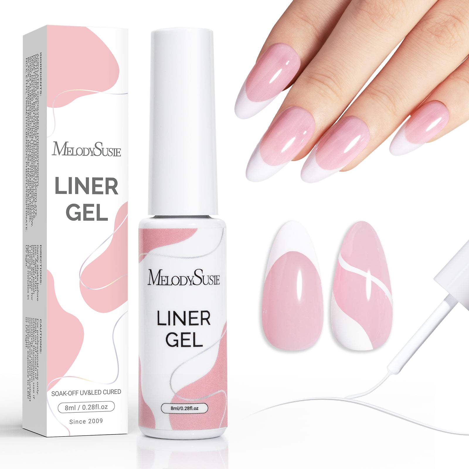 Liner Gel Nail Art Polish - White 8ml