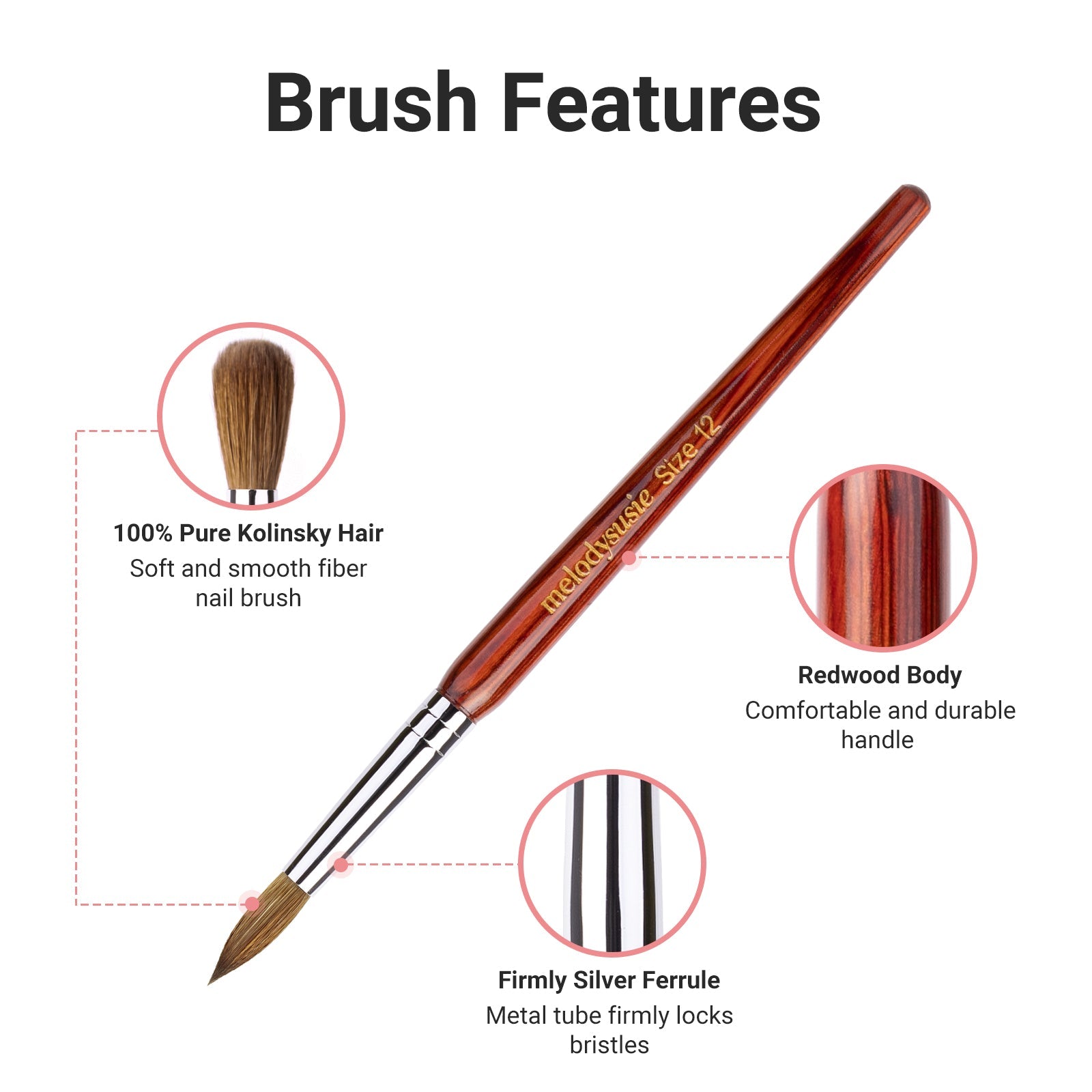 100% Kolinsky Acrylic Nail Brush GSWOI Acrylic Brushes for Nails
