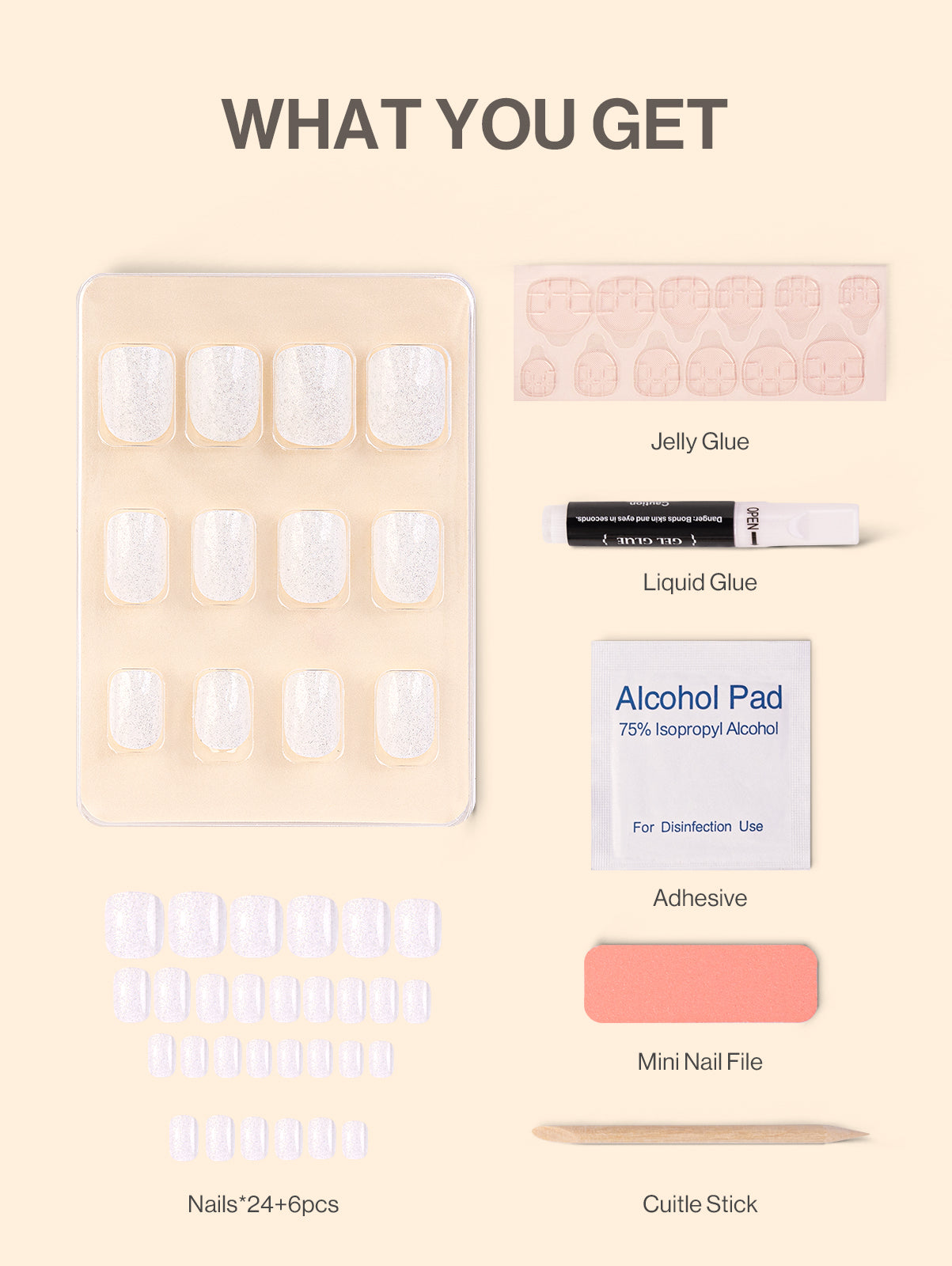 Acrylic Press On Nails - Short Square White (US ONLY)